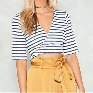 Striped Wrap Crop Top